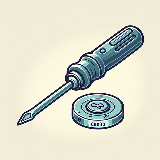 Flathead screwdriver and CR2032 battery