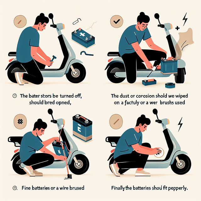 cleaning the battery contacts of an electric scooter