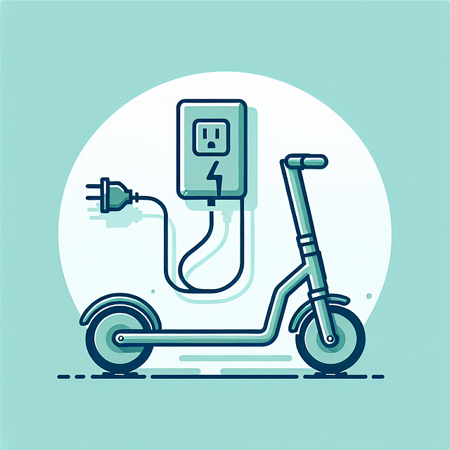 electric scooter plugged in for charging