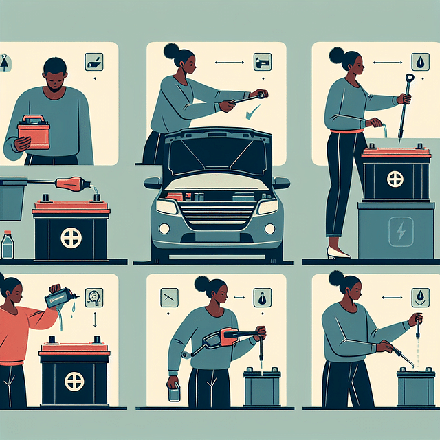 checking fluid levels in a car battery