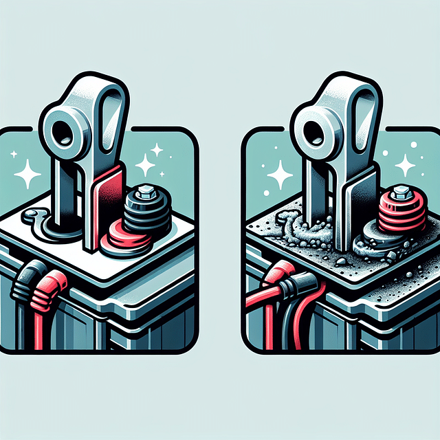 car battery terminals with and without corrosion