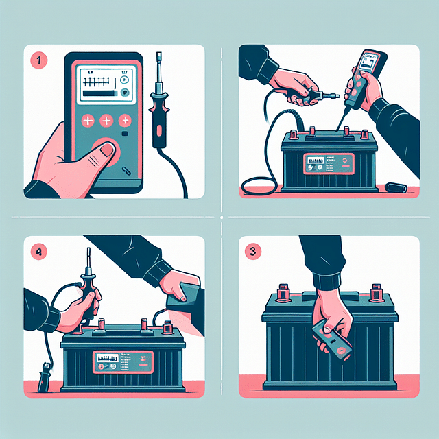 handheld load tester being used on a car battery