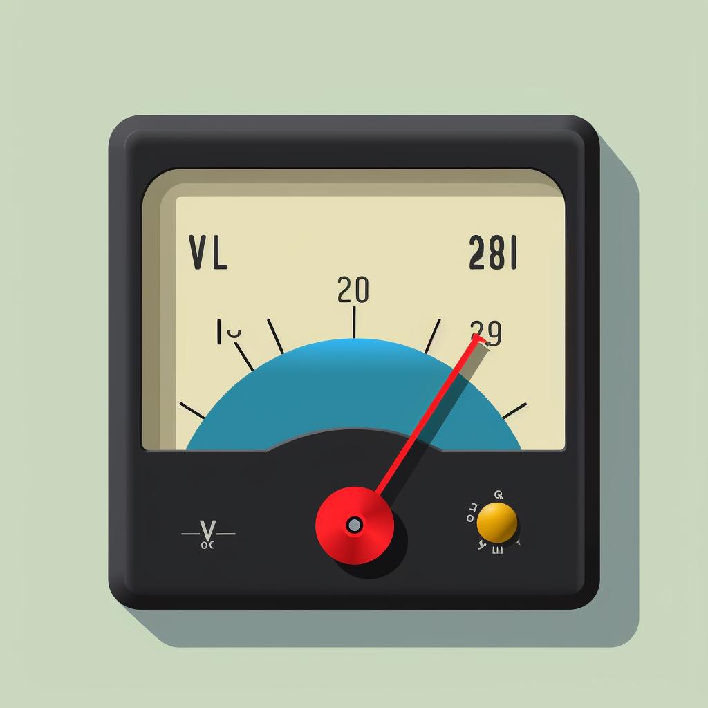 Voltmeter showing a reading between 12.4 to 12.7 volts