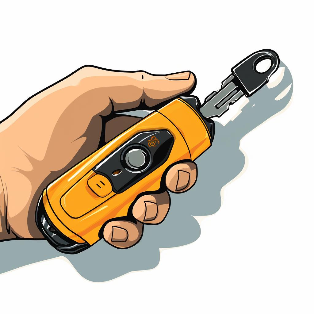A screwdriver prying open a Hyundai key fob