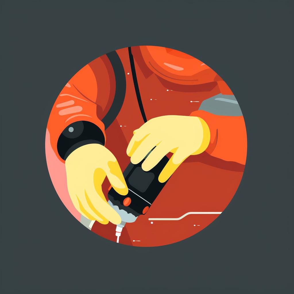 A person wearing safety gloves before starting the battery replacement process