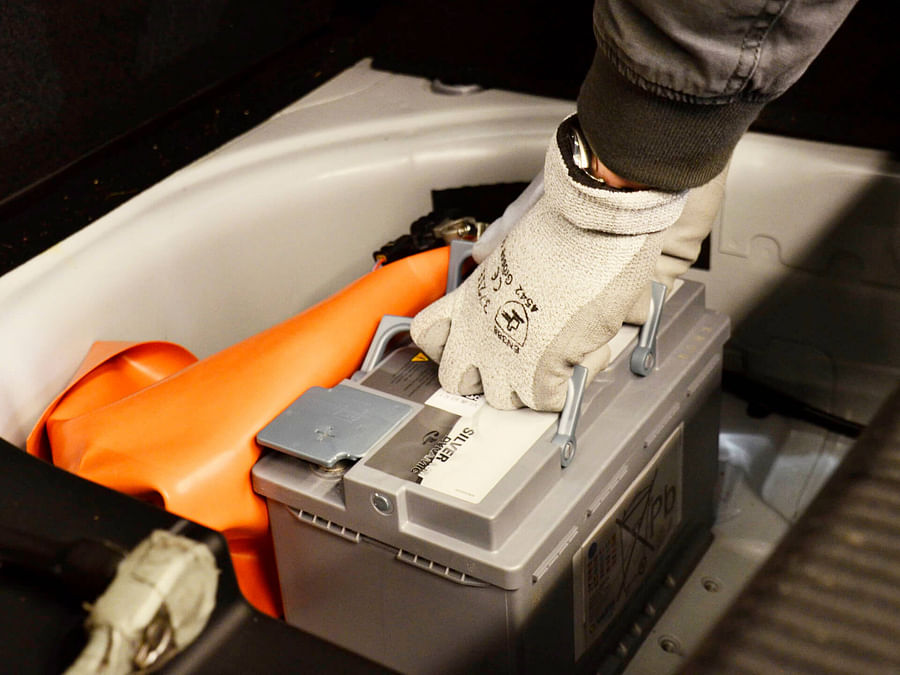 Car battery being charged