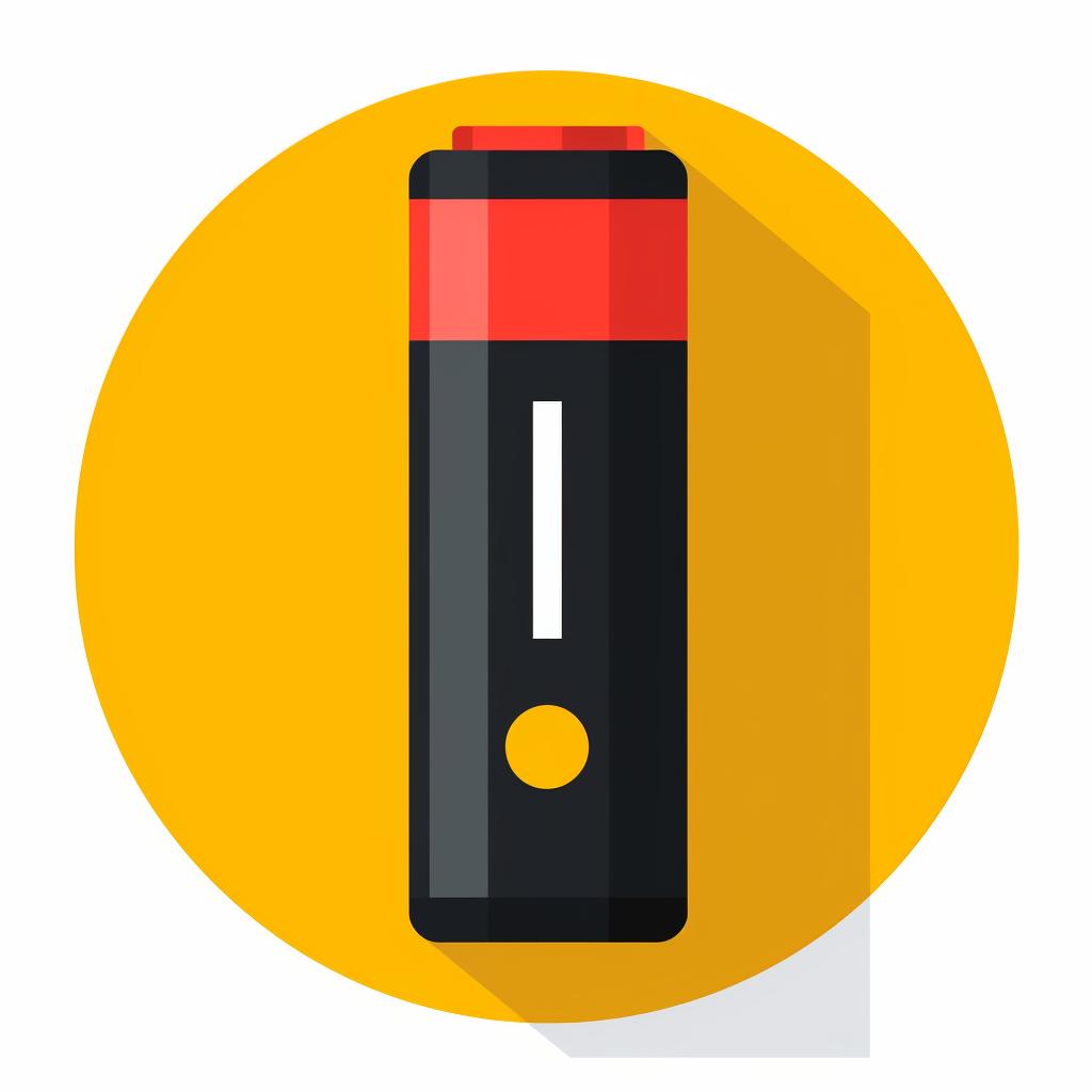 A battery symbol with a warning sign indicating low battery level
