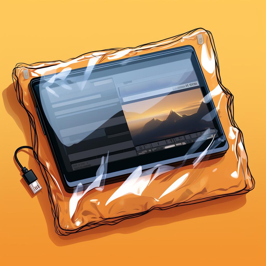 A fully discharged laptop battery wrapped in a plastic bag