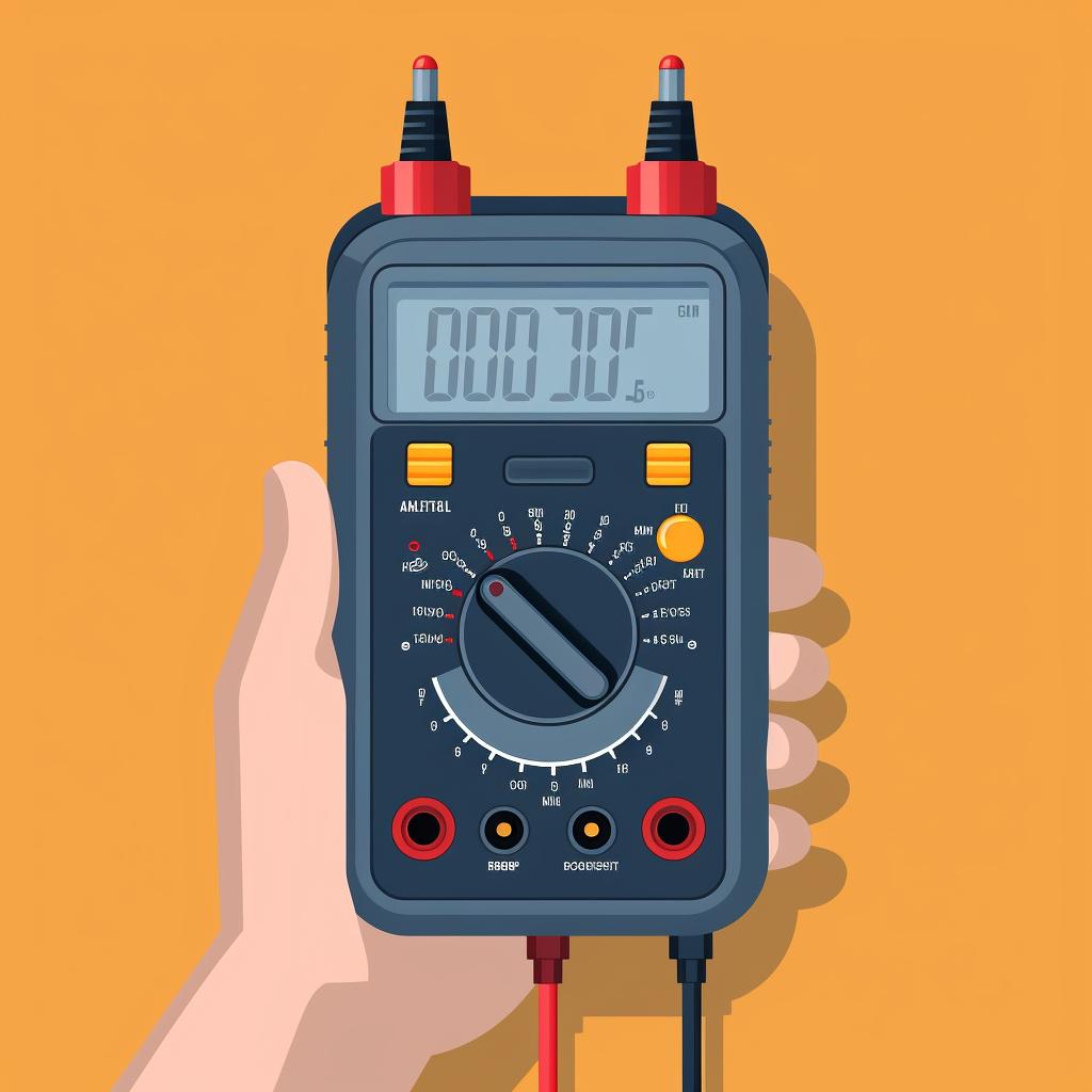 A person using a multimeter to test a battery.